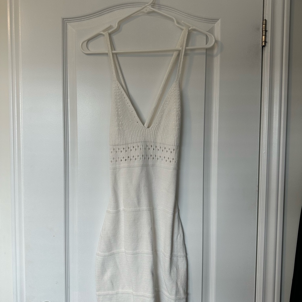Divided White Mini Knit Dress